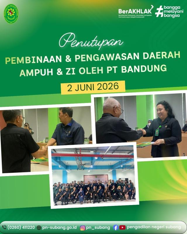Penutupan Pembinaan dan Pengawsan Daerah AMPUH & ZI
